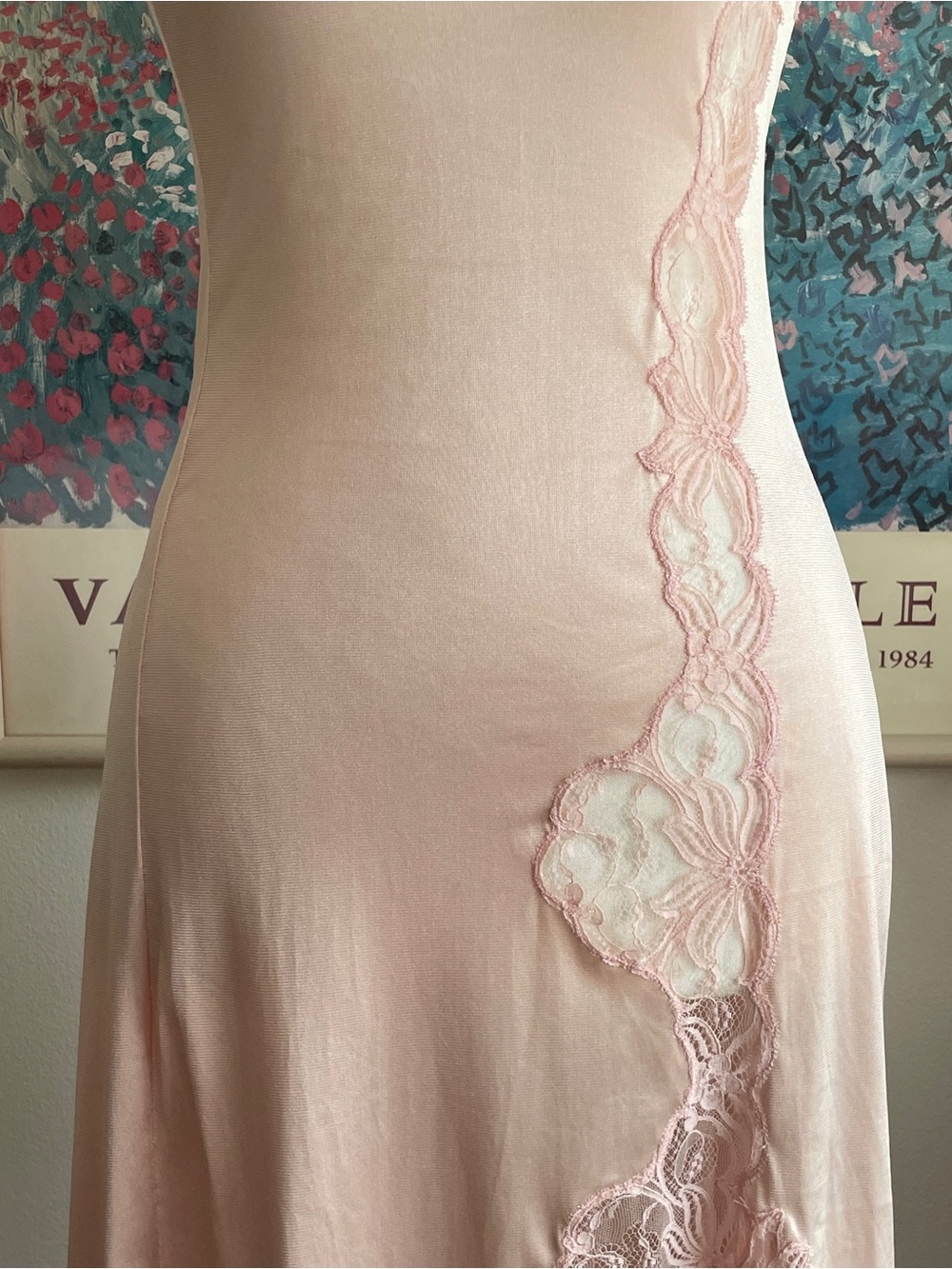 Vintage Valisere Lace Slip Dress Medium Blush Pink Parisian Coquette Chic Bridal - Picture 5 of 14